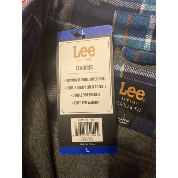 Lee Men's Medium Thick Flannel Shirt Jacket Shacket Thermal Lining Large NWT - Picture 5 of 8